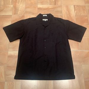 Eighty Eight Vintage Men's Basic Black Short Sleeve Button Down Shirt Top